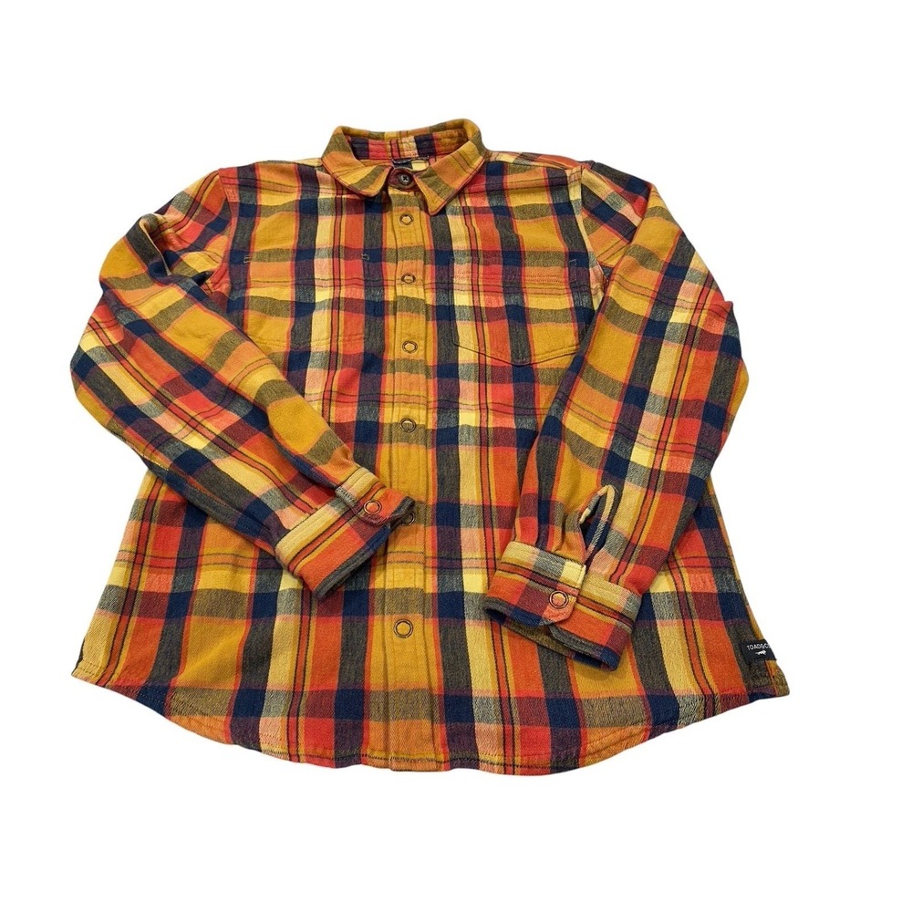 Toad&Co Womens Plaid Flannel Shirt Snap Front Organic Cotton Size Medium
